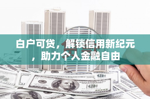 秦汉白户可贷，解锁信用新纪元，助力个人金融自由