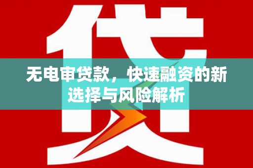 秦汉无电审贷款，快速融资的新选择与风险解析