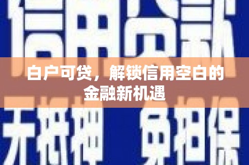 秦汉白户可贷，解锁信用空白的金融新机遇