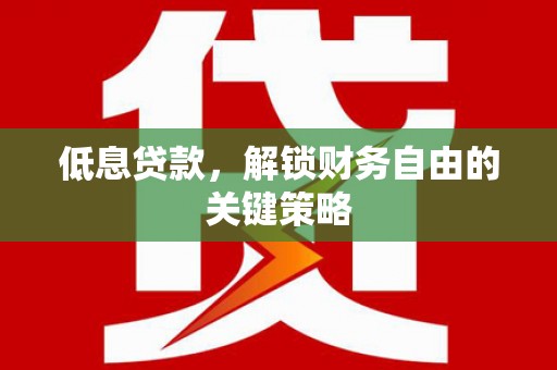 秦汉低息贷款，解锁财务自由的关键策略
