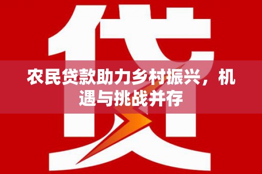 秦汉农民贷款助力乡村振兴，机遇与挑战并存