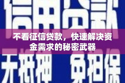 秦汉不看征信贷款，快速解决资金需求的秘密武器