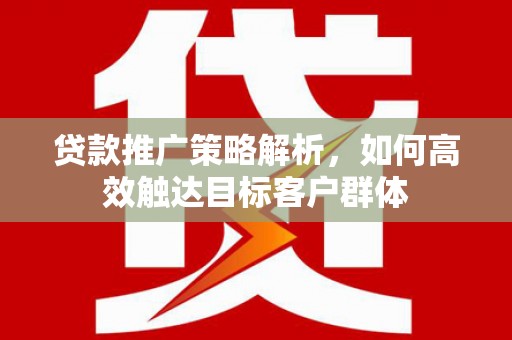 秦汉贷款推广策略解析，如何高效触达目标客户群体