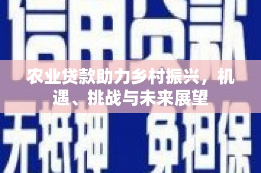 秦汉农业贷款助力乡村振兴，机遇、挑战与未来展望