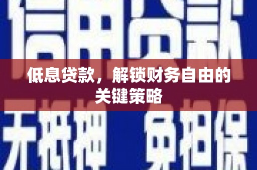 秦汉低息贷款，解锁财务自由的关键策略