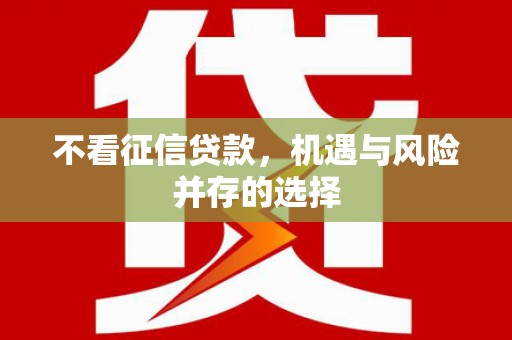 秦汉不看征信贷款，机遇与风险并存的选择